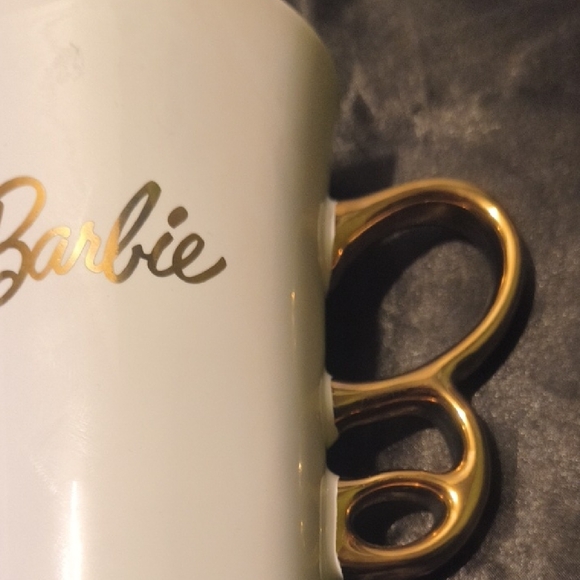 Officially Licensed Limited Edition Barbie Mug with Gold Handle and White Finish - Picture 2 of 7
